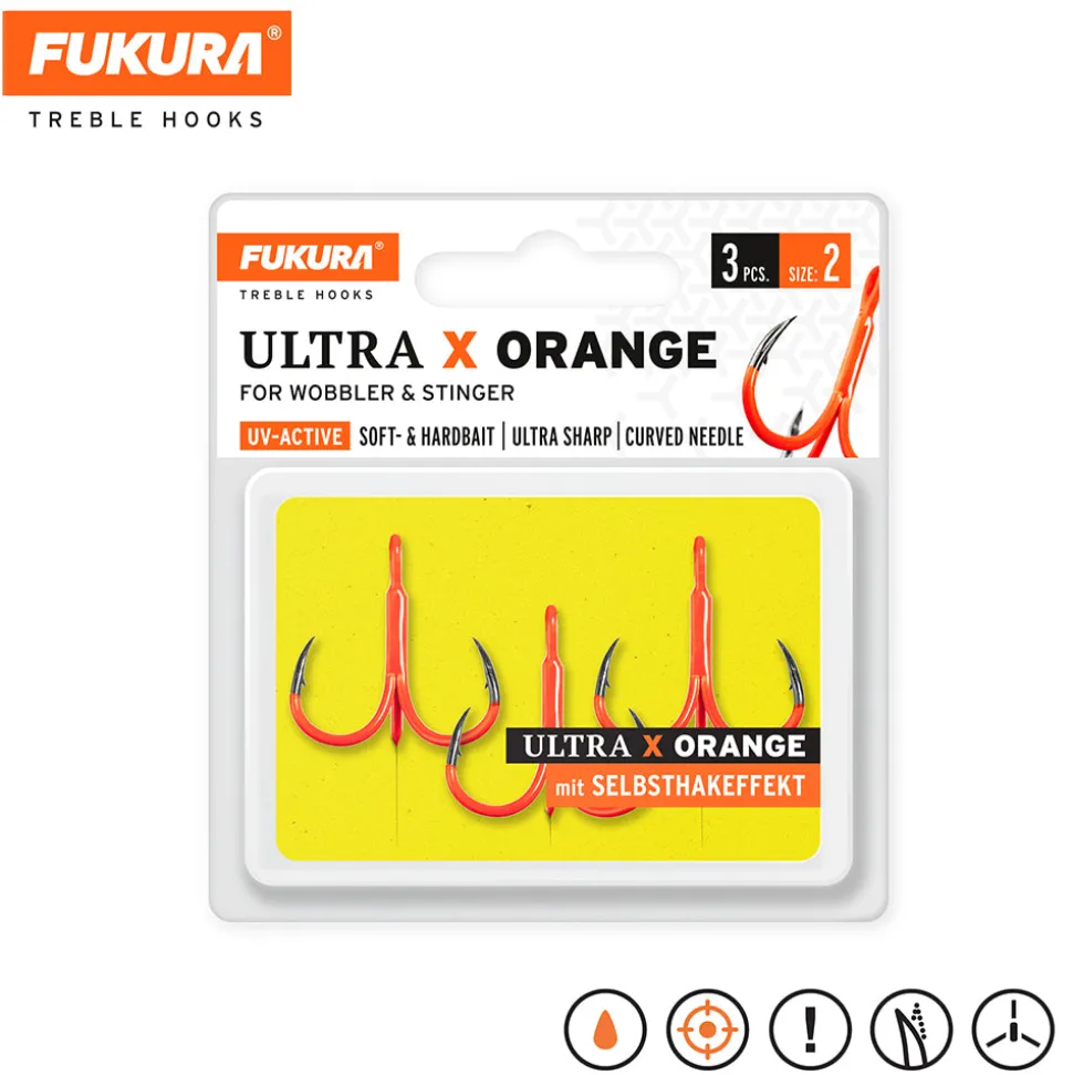 Lieblingsköder Fukura Drillinge Ultra X Orange / Treble Hooks